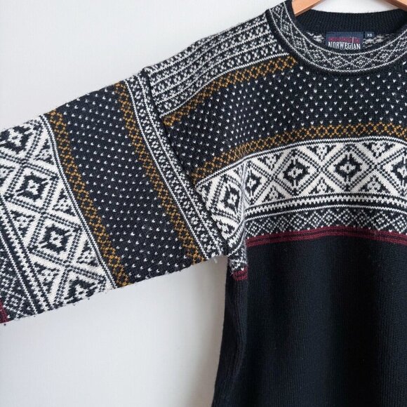 Vintage Norwegian Designs Wool Fairisle Pullover Sweater XS - Picture 3 of 7